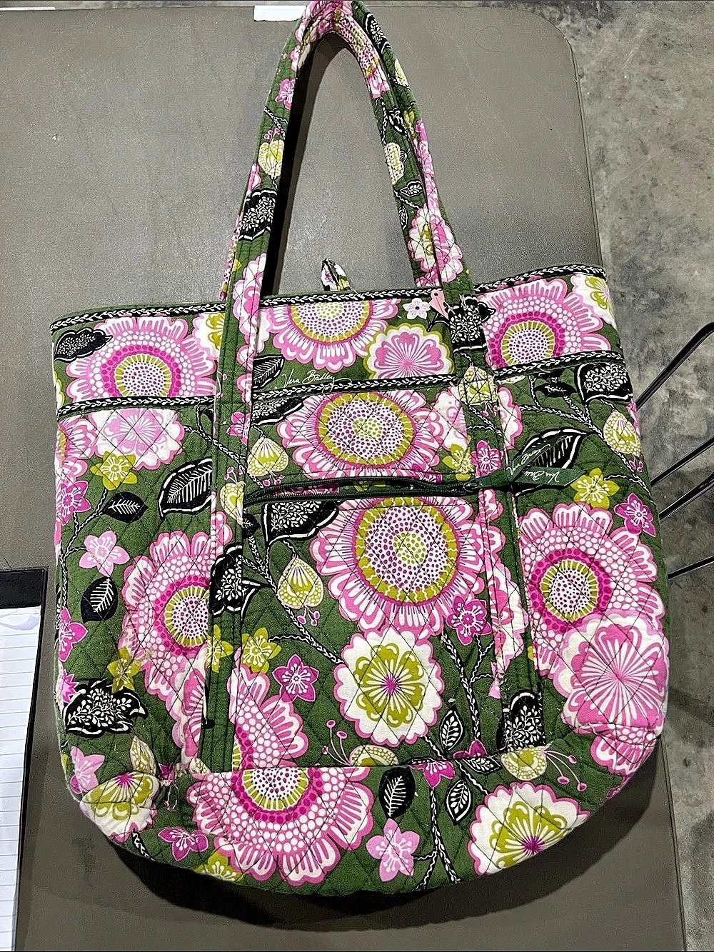 Vera Bradley Floral Tote in Green & Pink